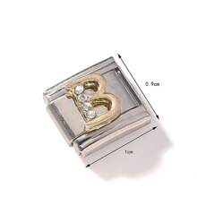 1pc Stainless Steel Rhinestone Inlaid Gold 26 Alphabet Modular Disassembled Bracelet, DIY Jewelry Accessory