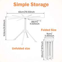 Estante para Secar Pasta, Estante para Pasta, Soporte Plegable para Espaguetis, Secador de Fideos, Colgador para Pasta Fresca, Colgador para Secar Espaguetis - Caqui - Ver 2
