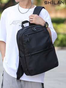 SHILAN This Fashionable And Casual Solid Color Backpack Features Adjustable Shoulder Straps, Large Capacity, Zipper Closure, And Is Made Of Waterproof Nylon Material. It Is Simple And Versatile, With A Stylish Appearance, Making It An Ideal Choice For The Back-To-School Season. It Can Be Used As A Beach Bag, School Bag, Laptop Compartment, And Is Lightweight And Easy To Carry, Suitable For Boys, Men, Office Workers, And Various Occasions. Holiday