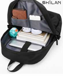 SHILAN This Fashionable And Casual Solid Color Backpack Features Adjustable Shoulder Straps, Large Capacity, Zipper Closure, And Is Made Of Waterproof Nylon Material. It Is Simple And Versatile, With A Stylish Appearance, Making It An Ideal Choice For The Back-To-School Season. It Can Be Used As A Beach Bag, School Bag, Laptop Compartment, And Is Lightweight And Easy To Carry, Suitable For Boys, Men, Office Workers, And Various Occasions. Holiday