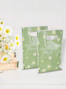 12/20 件绿色雏菊印花礼品袋、感谢手提袋、礼品包装袋、便携式糖果袋、生日派对装饰手提袋（批次之间可能会出现轻微的印刷位置差异，但不会影响使用） - 彩色 - 查看 5