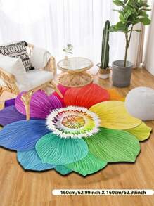 1pc New Pink Rose Floral Pattern Area Rug, 3D Visual Illusion Effect, Machine Washable And Dirt-Resistant; Living Room, Bedroom, Entryway, Kitchen, Bathroom, Gaming Room, Study Room Decor, Small Rug, Farmhouse, Outdoor, Accent Rug, Art Carpet