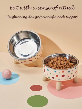 زجاجة غذاء مرتفعة ملونة ذات نقاط كبيرة للحيوانات الأليفة، مانعة للانزلاق والانسكاب، سعة كبيرة 14 سم/5.51 بوصة - 9 سم/3.54 بوصة ، تساعد على دعم رقبة وعمود فقري الحيوانات الأليفة قطعة واحدة