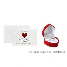 1 Peça Caixa de Jóias em Forma de Coração, Caixa de Presente Floquada Vermelha em Forma de Coração para Anéis