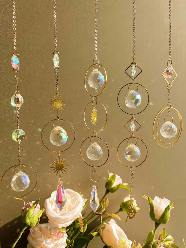 1 Sun Catcher, Gold Sun With Rhinestone Prism Pendant, Vivid Rainbow Catcher, Home Decor Crystal Pendant, Home Window Decoration Hanging, Meditation, Contemplation, Daze, Gift For Mom, Gift For Girls, Holiday Gift, Garden Decor, Outdoor Decor, Sympathy Gift, Birthday Gift, New Home Gift, Valentine's Day Gift, Valentine's Day, Valentines Decorations, Valentines Gifts,Home Decor ,Room Decor,Wall Decor Graduation