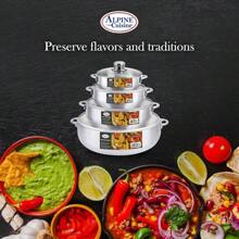 Juego de 8 piezas de Caldero de Aluminio Alpine Cuisine, ollas de cocción con tapa antiadherentes y duraderas, vajilla holandesa versátil para cocinar en el hogar todos los días - Tapa de vidrio - Ver 8