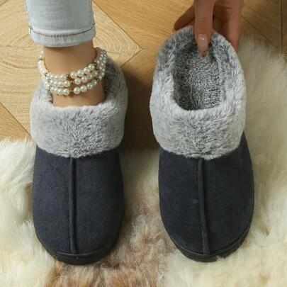 Suede Thermal Lined Thick Plush Comfortable Non-Slip House Slippers For Women (Recommend Ordering One Size Up)