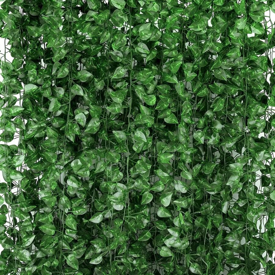 24 Pcs Faux Ivy Garland - Lush Green Leaves For Jungle Theme Parties, Bedroom Wall Decor & Outdoor Festivities - Perfect For & More, Party Decorations Birthday
