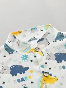 Baby Boy Dinosaur Random Print Short Sleeve Shirt & Shorts Set, Summer