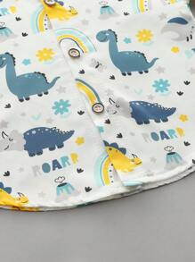 Baby Boy Dinosaur Random Print Short Sleeve Shirt & Shorts Set, Summer