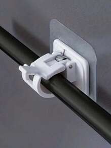 6PCS Curtain Rod Hooks Brackets, No Drill Adhesive Mounting For Hotel And Home Use, Easy Install Curtain Hanger Clips