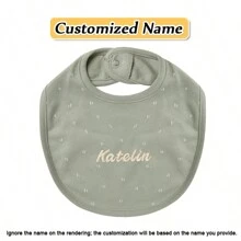 [Customized Item] 1pc Personalized Printed Baby Bib, Snap Button Soft Absorbent Baby Drool Bib, Children Feeding Bib, Breathable Skin-Friendly, Strong Absorbency, Exclusive Customized Embroidered Name, Newborn Gift, Christmas, Halloween, New Year Gift - Multicolor - View 21