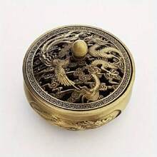 1pc Dragon And Phoenix Small Incense Burner, Auspicious Clouds, Non-Sticky Powder Plate, Incense Plate, Sandalwood, Goose Pear, Incense Burner Ornaments - Bronze - View 7