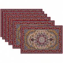 6 قطع من الكتان البوهيمي القديم القابل للغسيل والمقاوم للحرارة حصائر طاولة ديكور المنزل وحفلات المطبخ والمائدة