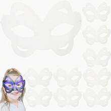 10 piezas Máscaras de gato DIY pintadas de blanco, máscaras en blanco de media cara para disfraz de animales, disfraces de Halloween, herramientas de maquillaje. [Uso versátil]: Las máscaras de gato son adecuadas para todas las personas y son un accesorio multifuncional para diversas ocasiones.