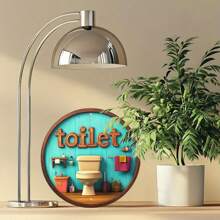 1pc Vintage Toilet Theme Round Iron Sign - 2D Printed Metal Wall Art For Home, Living Room, Office, Party Decor - Weather Resistant Personalized Bar & Kitchen Coffee Sign - Ideal Gift, 8x8 Inch Room Decors Garden Decor Wedding Decor Home Decors