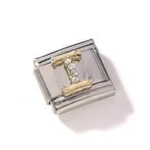 1pc Stainless Steel Rhinestone Inlaid Gold 26 Alphabet Modular Disassembled Bracelet, DIY Jewelry Accessory