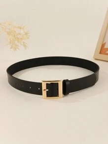 1 件金色不对称方形扣休闲皮带，百搭，适合连衣裙、裤子、商务、时尚女士夏季、秋季、万圣节 - 彩色 - 查看 8