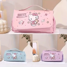 Sanrio Sanrio Hello Kitty & Kuromi & Pochacco Pencil Case,Pink Heart Zipper,Large Capacity Pencil Case, Waterproof Double Pen Case,Cartoon Stationery Bag,Multi-Functional Stationery Box - Cartoon Anime Design, Pencil Case, Storage Container