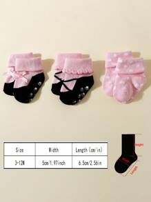 3 双女童棉质可爱淑女短袜，柔软舒适，适合女婴 - 彩色 - 查看 2