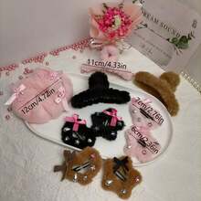 1 Set Cute Plush Claw Hair Clips, Fluffy Hair Clips, Hair Accessories, Hair Claw For Ponytail, Cute Plush Star & Bow Hair Clips, Bangs Clips, Hair Barrettes For Autumn/Winter - Multicolor - View 8
