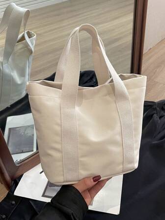 Minimalist Solid Color Niche Design Casual Versatile Minimalist Fashionable Handbag, Commuter Bag, Lunch Box Bag