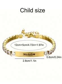 1 pulsera personalizada con nombre para niños/bebé, pulsera chapada en oro de 18K con nombre grabado, regalo de cumpleaños para niños y niñas, joyería para niñas, ideas de regalo para regreso a clases, invierno, San Valentín para niños y niñas - Dorado - Ver 11