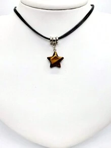 Necklace Choker Pendant Star Natural Stone Tiger's Eye | Protection And Good Energies REF:180 - 黑色的 - 查看 2