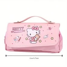 Sanrio Sanrio Hello Kitty & Kuromi & Pochacco Pencil Case,Pink Heart Zipper,Large Capacity Pencil Case, Waterproof Double Pen Case,Cartoon Stationery Bag,Multi-Functional Stationery Box - Cartoon Anime Design, Pencil Case, Storage Container
