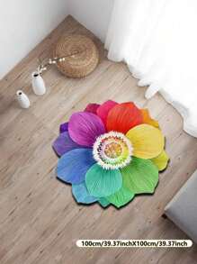1pc New Pink Rose Floral Pattern Area Rug, 3D Visual Illusion Effect, Machine Washable And Dirt-Resistant; Living Room, Bedroom, Entryway, Kitchen, Bathroom, Gaming Room, Study Room Decor, Small Rug, Farmhouse, Outdoor, Accent Rug, Art Carpet