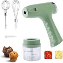 Mezclador batidor  y picatodo 3 En 1, multifuncion para batir mezclas, picar carne o verduras, recargable por USB de acero inoxidable - Multicolor - Ver 6