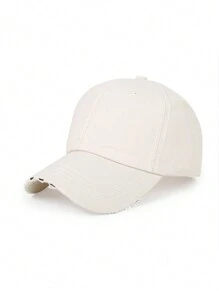 Wash With Water To Make It Old. Soft Top Solid Color Baseball Cap. Color Block Lines. Baseball Cap. - A - View 4