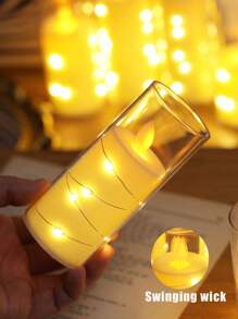 1/3pcs Creative Copper Wire Light Decor Simulation LED Electronic Candle, Battery Power Indoor Home Decor Swinging Wick Flameless Candle Lamp, Suitable For Wedding Decor, Party Decor, Festival Decor, Valentine's Day And Decorative Candle Lights, Room Decor Bedroom Decor Candle