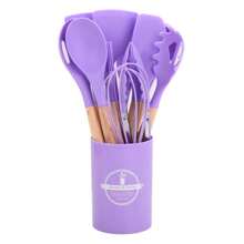 12pcs/Set Wooden Handle Silicone Kitchenware Set, Non-Stick Cooking Utensils Spatulas And Spoons, Heat-Resistant Silicone