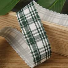 蕾丝格子丝带，烘焙礼盒鲜花包装蝴蝶结DIY发饰锯齿状涤纶格子图案织带