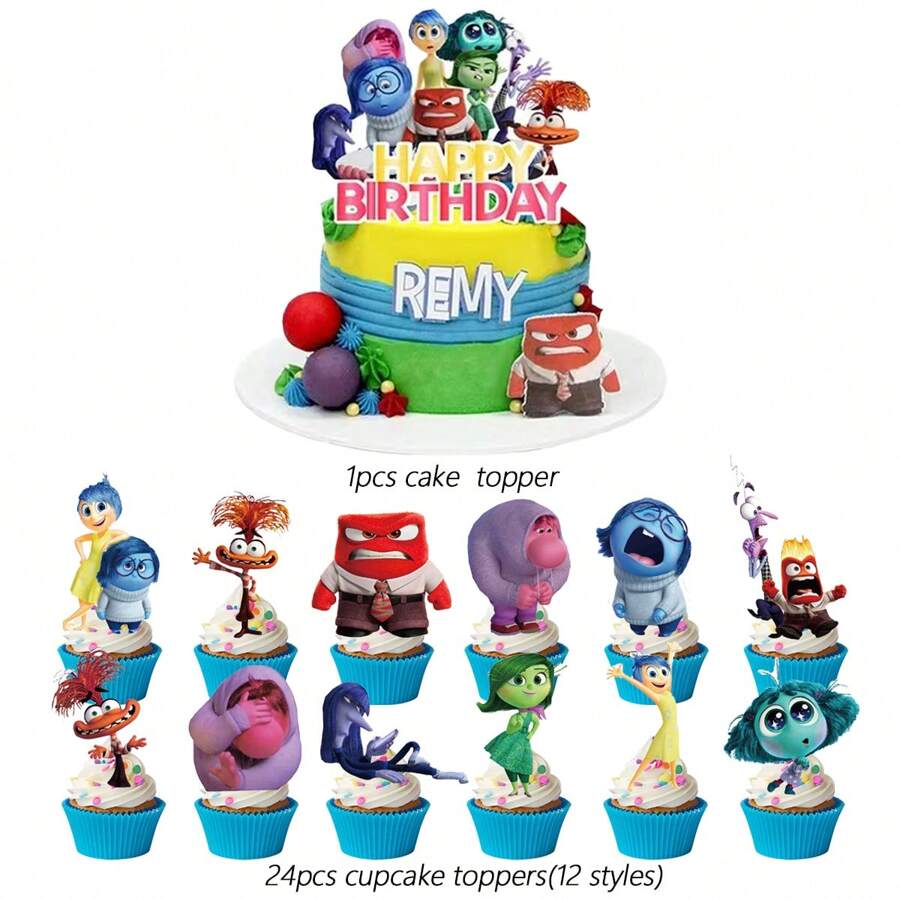 Disney 25pcs Disney Inside Out Cake Topper,Cupcake Toppers, Inside Out ...