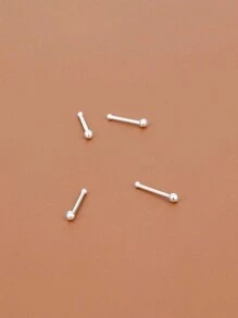 2pcs S925 Sterling Silver Plated Gold Nose Studs, Minimalist & Hypoallergenic, Unisex Tiny Piercing Jewelry, Suitable For Daily Wear By Men & Women (Delicate & Compact) - Nose Stud - View 3