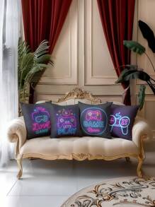 1 Stück & 4 Stücke Gaming Controller Thematische dekorative Kissenbezüge, Traum für Männer, geeignet für Auto, Zuhause, Schlafzimmer, Wohnzimmer (Innenkissen nicht enthalten)