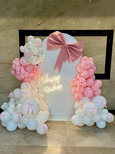141 Parça Beyaz Pembe Balon Çelenk Kemer Seti Bebek Partisi Kız Çocuk Doğum Günü Dekorasyonu Düğün Nişan Partisi Dekorasyonu Vaftiz Balonu