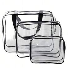 SAC COSMÉTIQUE DE VOYAGE TRANSPARENT 3 EN 1 - ORGANISATEUR DE COSMÉTIQUES 3 PIÈCES ; SAC DE VOYAGE COSMÉTIQUE TRANSPARENT 3 EN 1 AVEC FERMETURE ÉCLAIR POUR COSMÉTIQUES. Accessoires de voyage, sacs de toilette de voyage en PVC portables, imperméables, sacs à cosmétiques pour femmes et hommes, ambiance bohème
