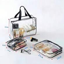 SAC COSMÉTIQUE DE VOYAGE TRANSPARENT 3 EN 1 - ORGANISATEUR DE COSMÉTIQUES 3 PIÈCES ; SAC DE VOYAGE COSMÉTIQUE TRANSPARENT 3 EN 1 AVEC FERMETURE ÉCLAIR POUR COSMÉTIQUES. Accessoires de voyage, sacs de toilette de voyage en PVC portables, imperméables, sacs à cosmétiques pour femmes et hommes, ambiance bohème