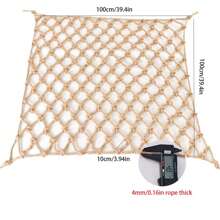 2 Sq.M Vintage Macrame Display Net, Handmade Natural Jute Fiber Wall Decoration, 4mm/6mm/8mm Rope Thickness, 10cm Net Hole Size, For Photo Wall, Balcony Fence, Ceiling Decor, Plant Climbing