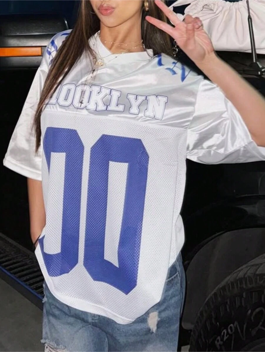 Sommer Straßen Einfarbig Locker Oberteile Amerikanisch Retro Buchstaben Muster V-Ausschnitt Kurzarm Blazer T-Shirt