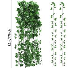 24 Pcs Faux Ivy Garland - Lush Green Leaves For Jungle Theme Parties, Bedroom Wall Decor & Outdoor Festivities - Perfect For & More, Party Decorations Birthday