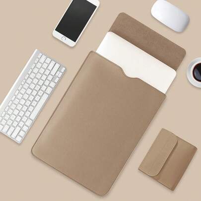 1Pc Witam Napa Advanced Texture Leather Laptop Sleeve Compatible With MacBook Pro/ Air/IPad/Surface/Laptop Case+1Pc Digital Storage Bag