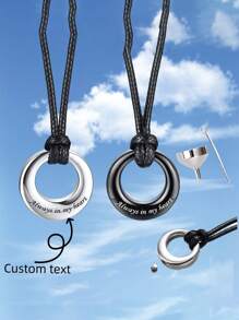 1pc Custom Text Urn Necklace For Human Or Pet Ash For Him Custom Carving - Eternal Circle Of Life - Cremation Jewelry - Memorial Jewelry - Gift Of Compassion