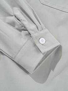 قميص رجالي طويل الأكمام مناسب للرياضات الخارجية والعمل اليومي، له جيوب، مصنوع من قماش قابل للتنفس، مناسب لرحلات المشي والصيد والارتداء اليومي في الربيع والصيف - رمادي - مشاهدة 8