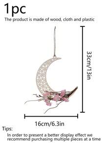 1pc/2pcs Simulation Moon Peach Wood Pendant Home Living Room Bedroom Balcony Door Wall Party Decoration Gifts Birthday Graduation E-I-D - Multicolor - View 4