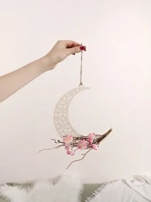 1pc/2pcs Simulation Moon Peach Wood Pendant Home Living Room Bedroom Balcony Door Wall Party Decoration Gifts Birthday Graduation E-I-D - Multicolor - View 3