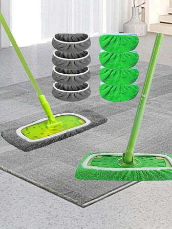 1/2/4pcs Coral Velvet Mop Cloths, Reusable And Washable Replacement Mop Pads, Compatible With Floor Cleaning Robots And Flat Mops, Excellent Absorbency And Durability, Suitable For Dry And Wet Cleaning, Cleaning Supplies